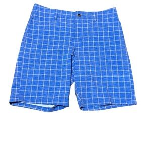 Men’s Callaway Blue Plaid Checkered Golf Shorts Size 32 Pockets